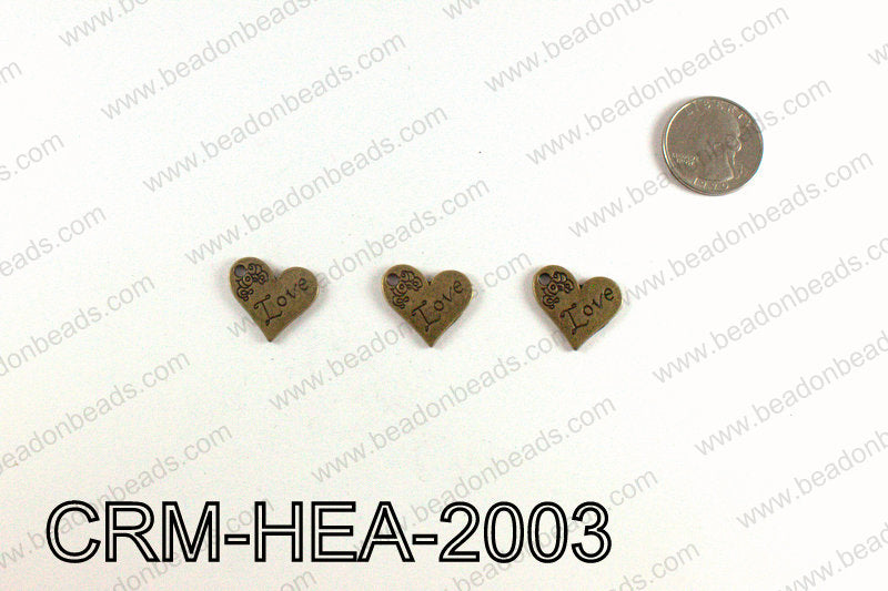 Love Heart Charms 20x21mm, Bronze CRM-HEA-2003