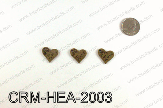 Love Heart Charms 20x21mm, Bronze CRM-HEA-2003