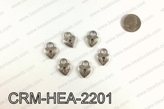 Heart lock charm 22x16mm, Silver CRM-HEA-2201