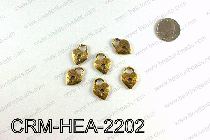Heart lock charm 22x16mm, Gold CRM-HEA-2202