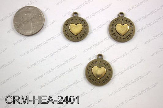 Pewter heart charm 20mm,CRM-HEA-2401