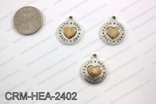 Pewter heart charm 20mm,CRM-HEA-2402