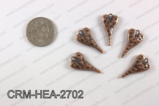 Pewter heart charm 13x27mm, copperCRM-HEA-2702