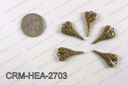 Pewter heart charm 13x27mm, brass CRM-HEA-2703