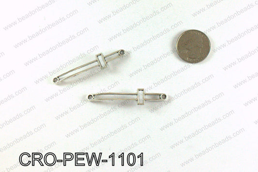 Pewter cross connector 11x55mm, Silver CRO-PEW-1101