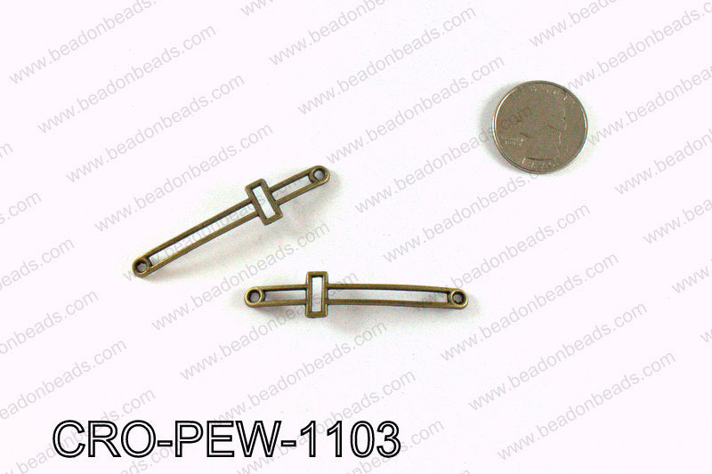 Pewter cross connector 11x55mm, Bronze CRO-PEW-1103