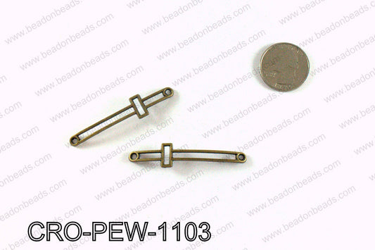 Pewter cross connector 11x55mm, Bronze CRO-PEW-1103