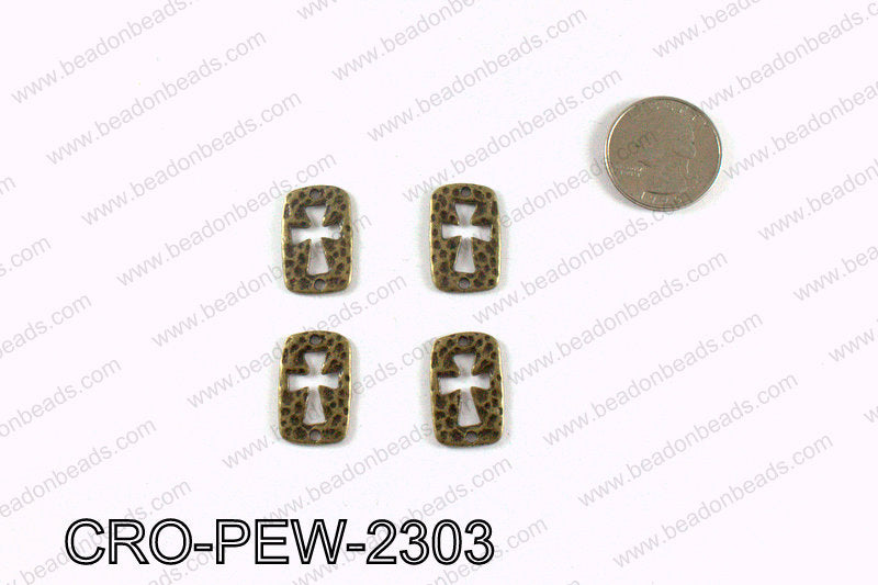 Rectangle pewter cross connector 23x14mm, Bronze CRO-PEW-2303