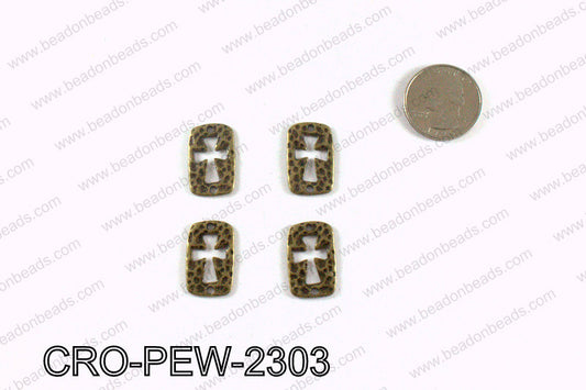 Rectangle pewter cross connector 23x14mm, Bronze CRO-PEW-2303