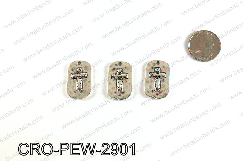 Rectangle cross pendant 29x18mm, Silver CRO-PEW-2901