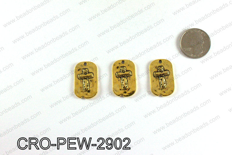 Rectangle cross pendant 29x18mm, Gold CRO-PEW-2902