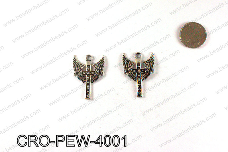 Cross with wings 40x29mm, Silver CRO-PEW-4001