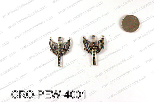 Cross with wings 40x29mm, Silver CRO-PEW-4001