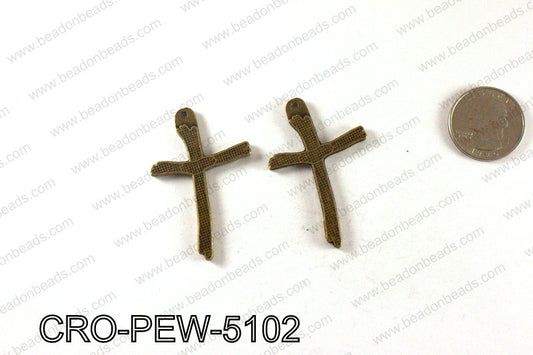 Pewter cross pendant 51x32mm, Bronze CRO-PEW-5102