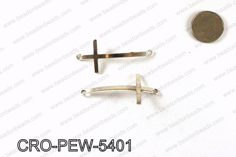 Pewter cross connector 54x24mm, Silver CRO-PEW-5401