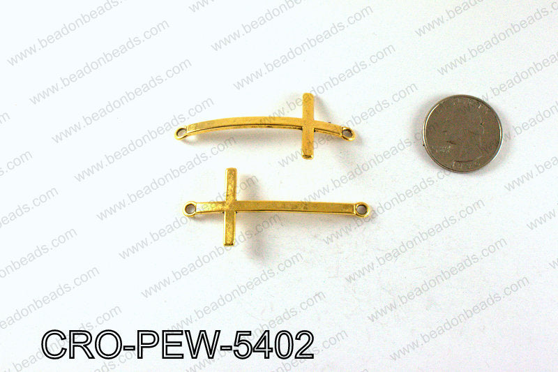 Pewter cross connector 54x24mm, Gold CRO-PEW-5402