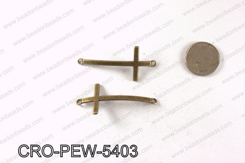 Pewter cross connector 54x24mm, Bronze CRO-PEW-5403
