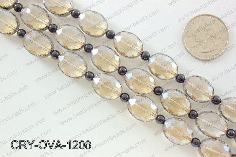 Oval champagne crystal with Gunmetal bezel 12x16mmCRY-OVA-1208