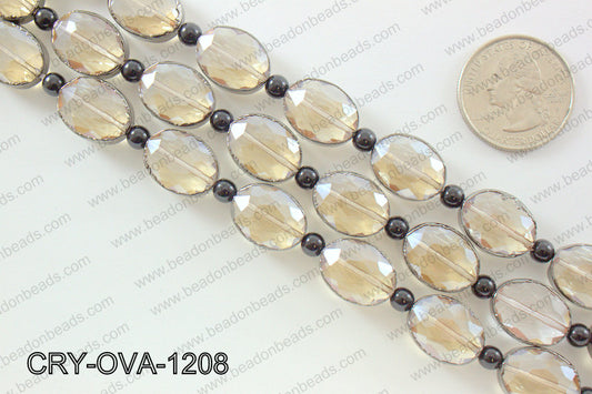 Oval champagne crystal with Gunmetal bezel 12x16mmCRY-OVA-1208