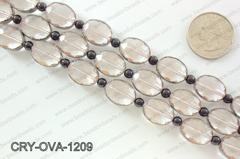 Oval clear crystal with Gunmetal bezel 12x16mmCRY-OVA-1209