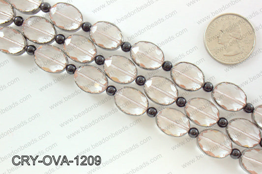 Oval clear crystal with Gunmetal bezel 12x16mmCRY-OVA-1209