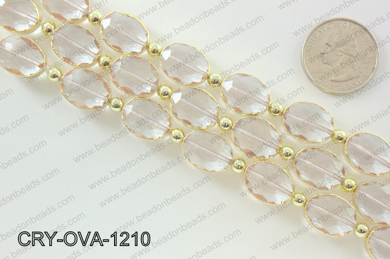 Oval champagne crystal with Gold bezel 12x16mmCRY-OVA-1210