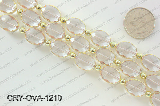 Oval champagne crystal with Gold bezel 12x16mmCRY-OVA-1210