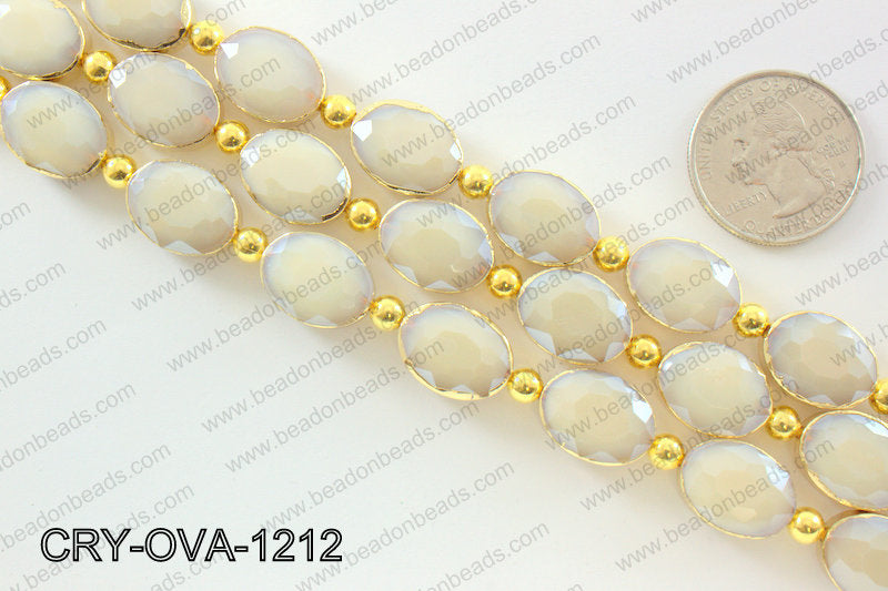 Oval cream crystal with Gold bezel 12x16mmCRY-OVA-1212