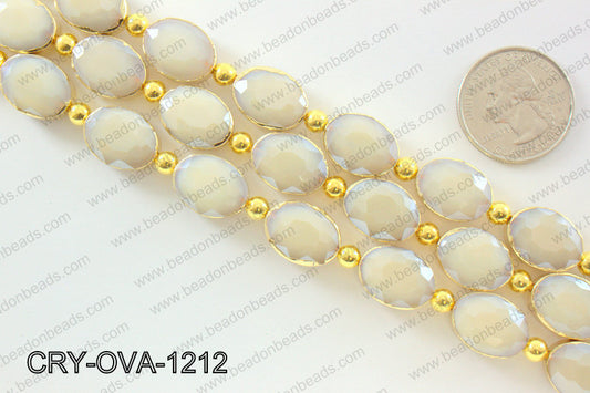Oval cream crystal with Gold bezel 12x16mmCRY-OVA-1212