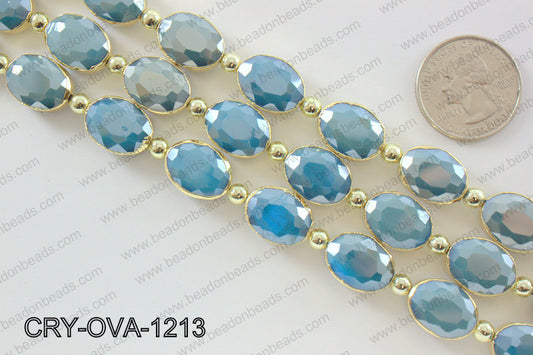 Oval blue crystal with Gold bezel 12x16mmCRY-OVA-1213