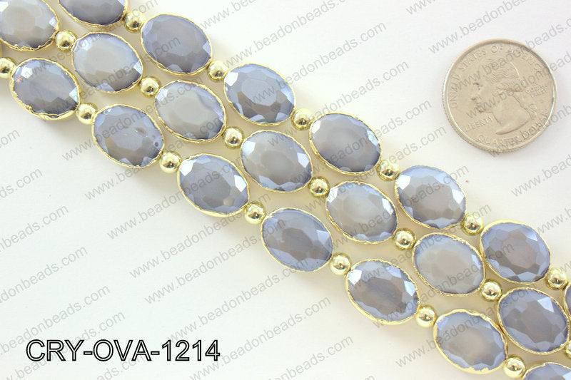 Oval grey crystal with Gold bezel 12x16mmCRY-OVA-1214