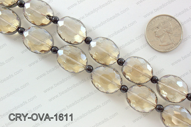 Oval champagne crystal with Gunmetal bezel 16x20mmCRY-OVA-1611