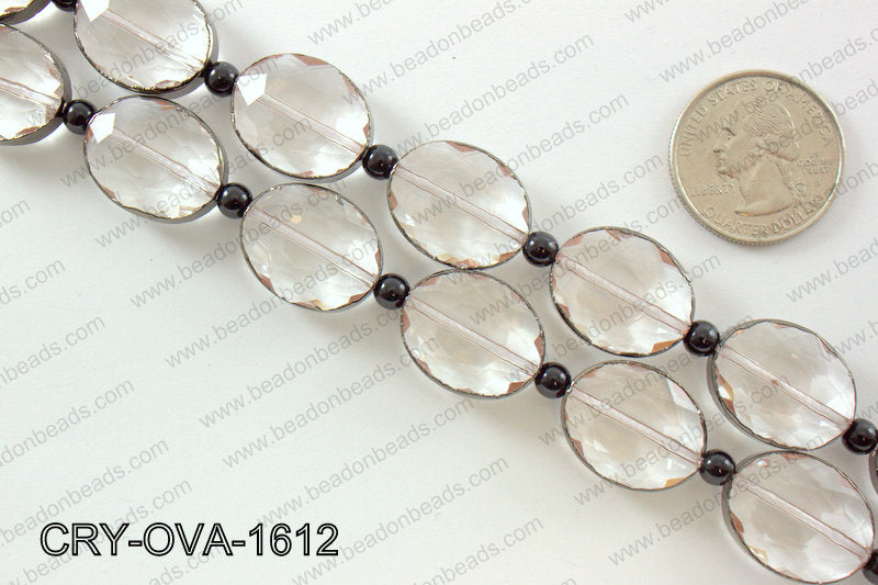 Oval clear crystal with Gunmetal bezel 16x20mmCRY-OVA-1612