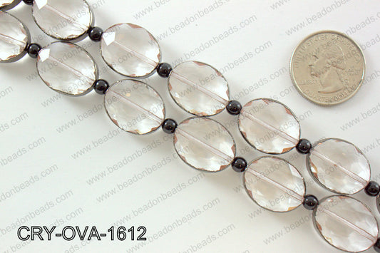 Oval clear crystal with Gunmetal bezel 16x20mmCRY-OVA-1612