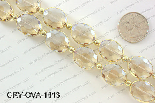 Oval champagne crystal with Gold bezel 16x20mmCRY-OVA-1613
