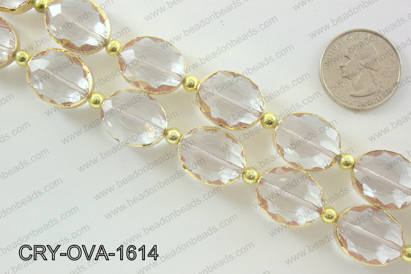 Oval clear crystal with Gold bezel 16x20mmCRY-OVA-1614