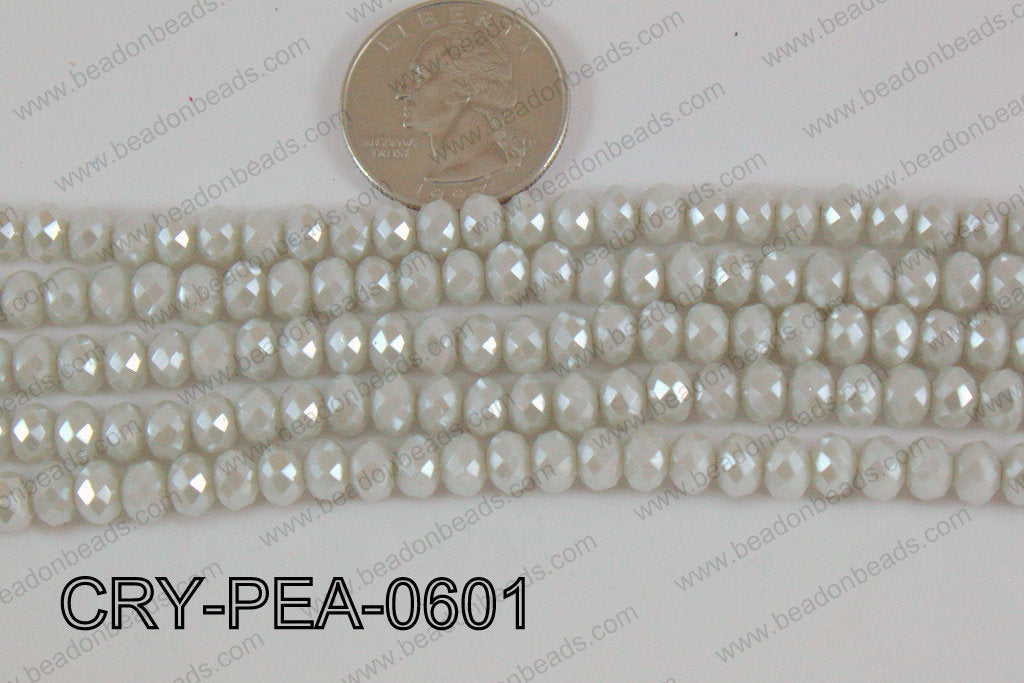 Rondelle Crystal with Pearl Coating Grey 6mm CRY-PEA-0601
