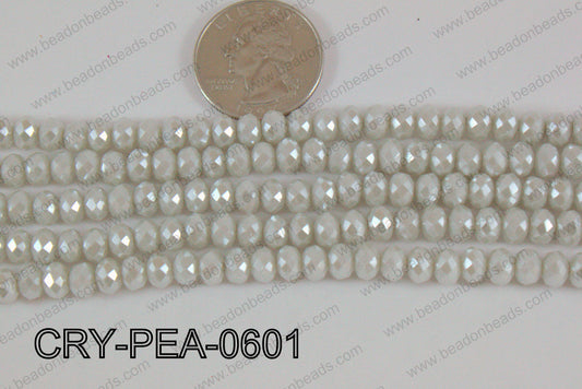 Rondelle Crystal with Pearl Coating Grey 6mm CRY-PEA-0601
