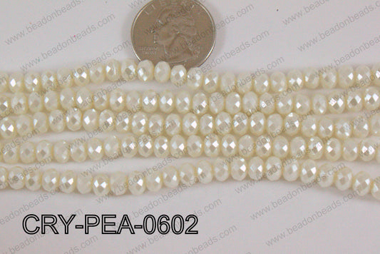Rondelle Crystal with Pearl Coating Cream 6mm CRY-PEA-0602
