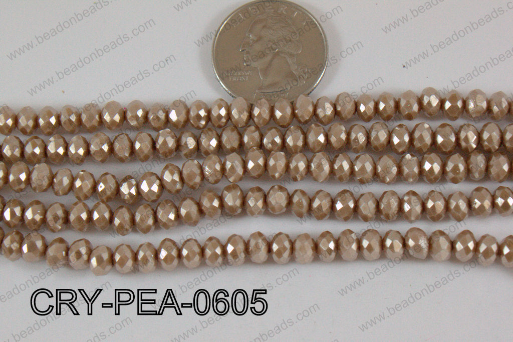 Rondelle Crystal with Pearl Coating Brown 6mm CRY-PEA-0605