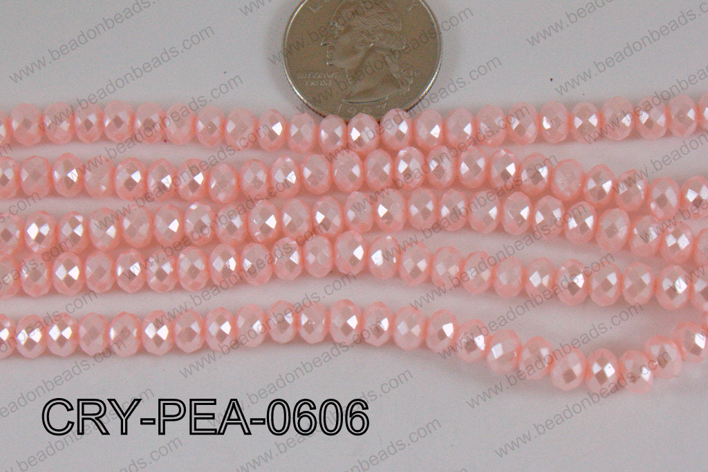 Rondelle Crystal with Pearl Coating Pink 6mm CRY-PEA-0606