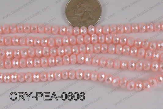 Rondelle Crystal with Pearl Coating Pink 6mm CRY-PEA-0606