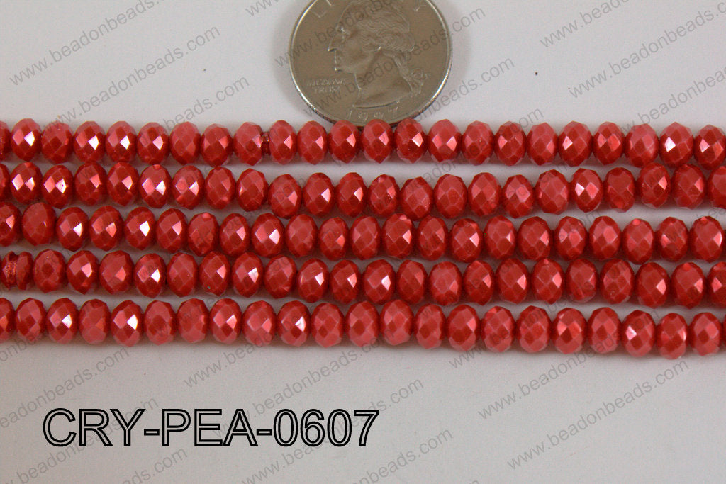 Rondelle Crystal with Pearl Coating Red 6mm CRY-PEA-0607