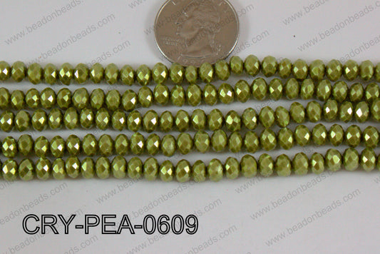 Rondelle Crystal with Pearl Coating Green 6mm CRY-PEA-0609