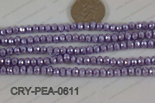 Rondelle Crystal with Pearl Coating Purple 6mm CRY-PEA-0611