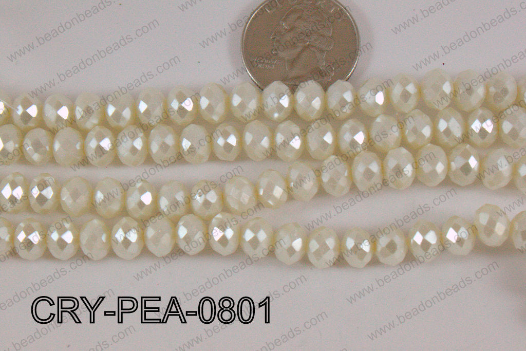 Rondelle Crystal with Pearl Coating Cream 8mm CRY-PEA-0801