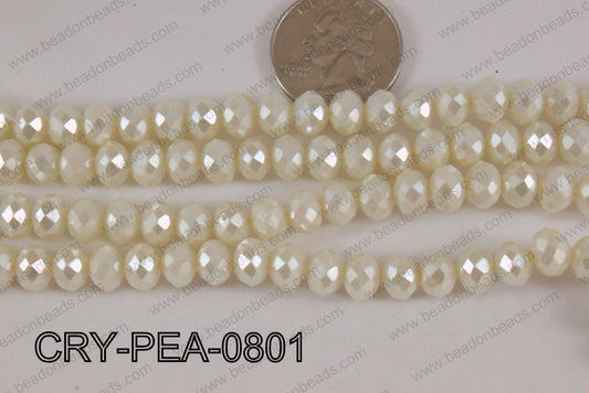Rondelle Crystal with Pearl Coating Cream 8mm CRY-PEA-0801