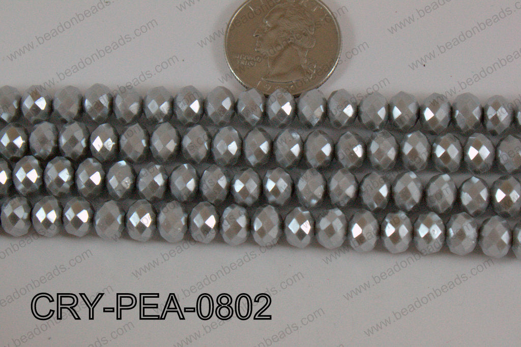Rondelle Crystal with Pearl Coating Silver 8mm CRY-PEA-0802
