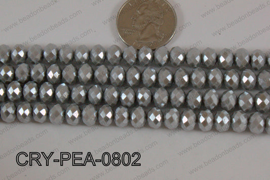Rondelle Crystal with Pearl Coating Silver 8mm CRY-PEA-0802