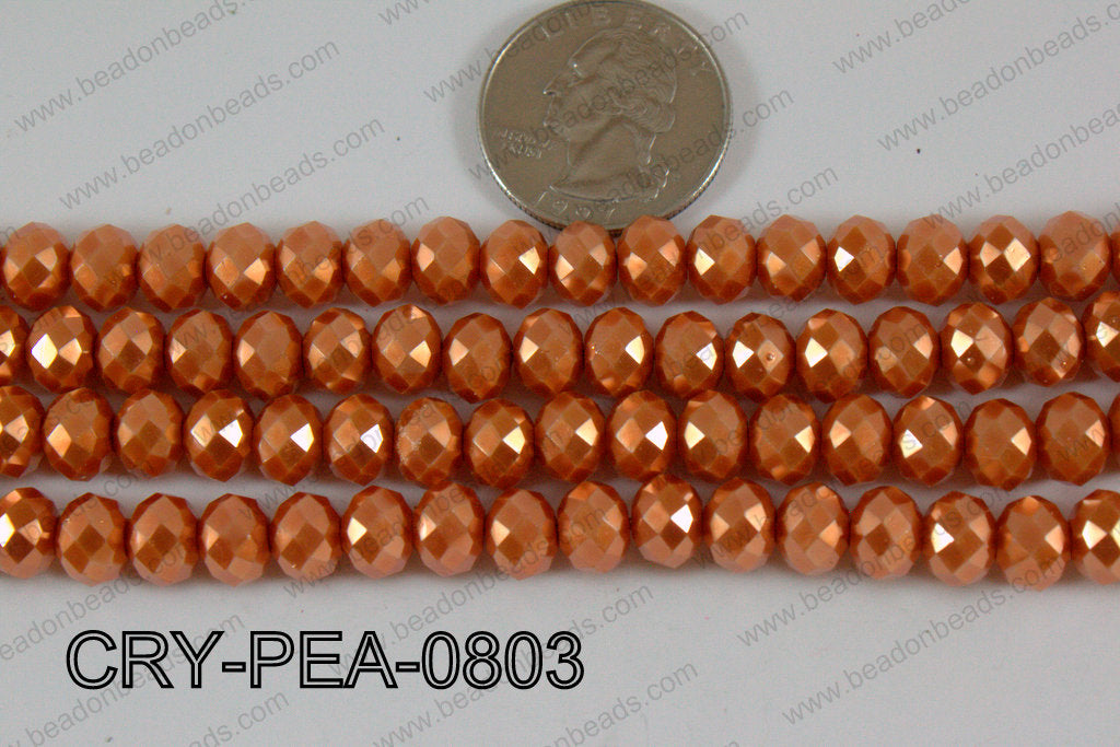 Rondelle Crystal with Pearl Coating Orange 8mm CRY-PEA-0803